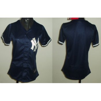 New York Yankees Blank Navy Blue Womens Jersey