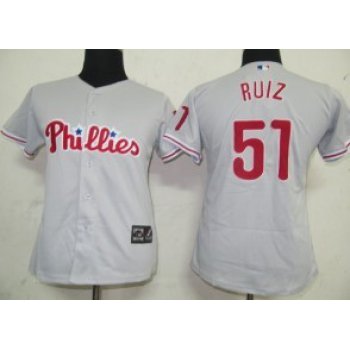 Philadelphia Phillies #51 Ruiz Gray Womens Jersey