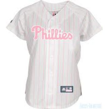 Philadelphia Phillies #6 Ryan Howard White With Pink Pinstripe Womens Jersey