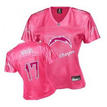 San Diego Chargers #17 Philip Rivers Pink Fem Fan Women Jersey