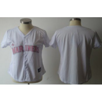 Seattle Mariners Blank White With Pink Womens Jersey