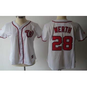Washington Nationals #28 Werth White With Red Womens Jersey