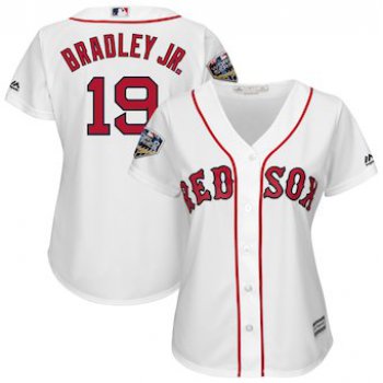 Women's Boston Red Sox 19 Jackie Bradley Jr. Majestic White 2018 World Series Cool Base Player Jersey