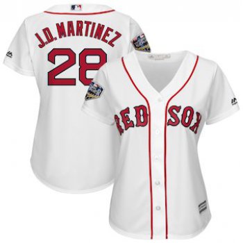 Women's Boston Red Sox 28 J.D. Martinez Majestic White 2018 World Series Cool Base Player Jersey