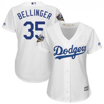Women's Los Angeles 35 Dodgers Cody Bellinger Majestic White 2018 World Series Jersey