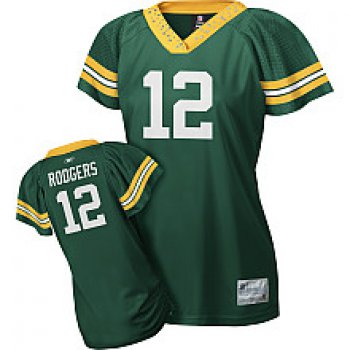 Green Bay Packers #12 Rodgers Green Womens Field Flirt Fashion Jersey