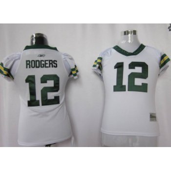 Green Bay Packers #12 Rodgers White Womens Field Flirt Fashion Jersey
