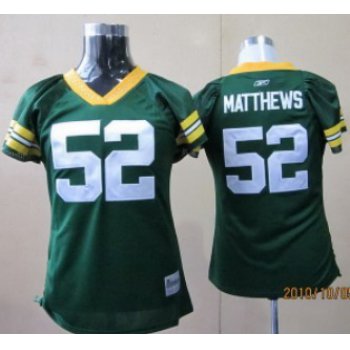 Green Bay Packers #52 Matthews Green Womens Field Flirt Fashion Jersey