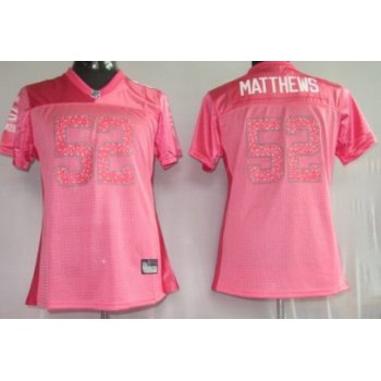 Green Bay Packers #52 Matthews Pink Womens Sweetheart Jersey