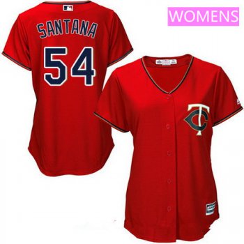 Women's Minnesota Twins #54 Ervin Santana Scarlet Red Alternate Stitched MLB Majestic Cool Base Jersey