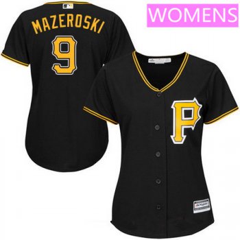 Women's Pittsburgh Pirates #9 Bill Mazeroski Black Alternate Stitched MLB Majestic Cool Base Jersey