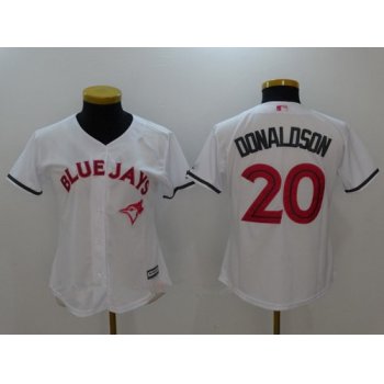 Women's Toronto Blue Jays #20 Josh Donaldson White with Pink Mother's Day Stitched MLB Majestic Cool Base Jersey