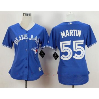 Women's Toronto Blue Jays #55 Russell Martin Royal Blue Stitched MLB Majestic Cool Base Jersey