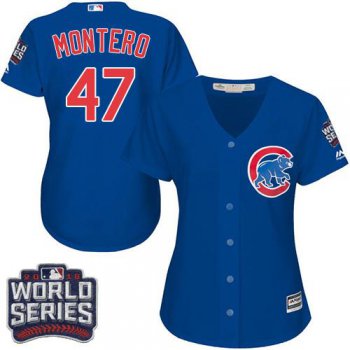 Cubs #47 Miguel Montero Blue Alternate 2016 World Series Bound Women's Stitched MLB Jersey