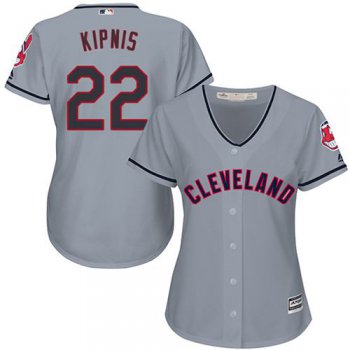 Indians #22 Jason Kipnis Grey Women's Road Stitched MLB Jersey