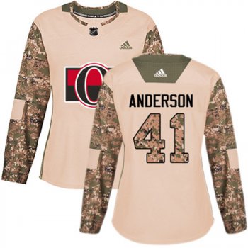 Adidas Senators #41 Craig Anderson Camo Authentic 2017 Veterans Day Women's Stitched NHL Jersey