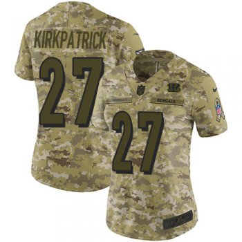 Nike Bengals #27 Dre Kirkpatrick Camo Women's Stitched NFL Limited 2018 Salute to Service Jersey