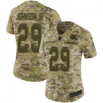 Nike Browns #29 Duke Johnson Jr Camo Women's Stitched NFL Limited 2018 Salute to Service Jersey