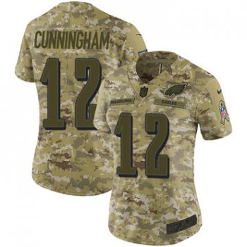 Nike Eagles #12 Randall Cunningham Camo Women's Stitched NFL Limited 2018 Salute to Service Jersey