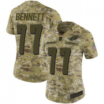 Nike Eagles #77 Michael Bennett Camo Women's Stitched NFL Limited 2018 Salute to Service Jersey