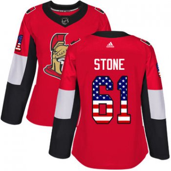 Adidas Senators #61 Mark Stone Red Home Authentic USA Flag Women's Stitched NHL Jersey
