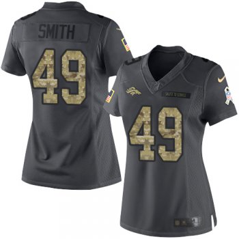 Women's Denver Broncos #49 Dennis Smith Black Anthracite 2016 Salute To Service Stitched NFL Nike Limited Jersey
