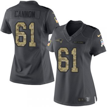 Women's New England Patriots #61 Marcus Cannon Black Anthracite 2016 Salute To Service Stitched NFL Nike Limited Jersey