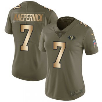 Nike 49ers #7 Colin Kaepernick Olive Gold Women's Stitched NFL Limited 2017 Salute to Service Jersey