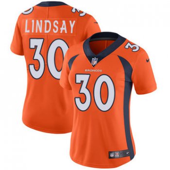 Nike Denver Broncos #30 Phillip Lindsay Orange Team Color Women's Stitched NFL Vapor Untouchable Limited Jersey