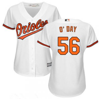 Women's Baltimore Orioles #56 Darren O'Day White Home Stitched MLB Majestic Cool Base Jersey
