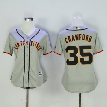 Women's San Francisco Giants #35 Brandon Crawford Gray Road Stitched MLB Majestic Cool Base Jersey