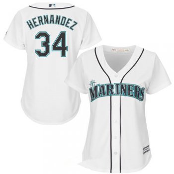 Women's Seattle Mariners Felix Hernandez Majestic White Home Cool Base Player Jersey