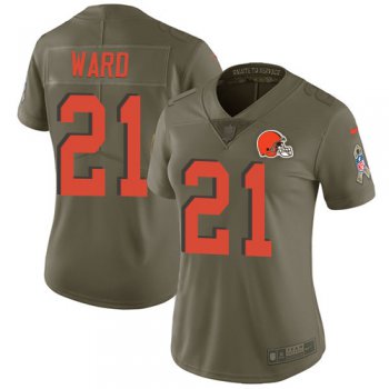 Nike Cleveland Browns #21 Denzel Ward Olive Women's Stitched NFL Limited 2017 Salute to Service Jersey
