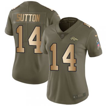 Nike Denver Broncos #14 Courtland Sutton Olive Gold Women's Stitched NFL Limited 2017 Salute to Service Jersey
