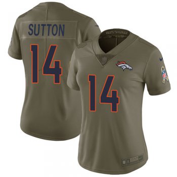Nike Denver Broncos #14 Courtland Sutton Olive Women's Stitched NFL Limited 2017 Salute to Service Jersey