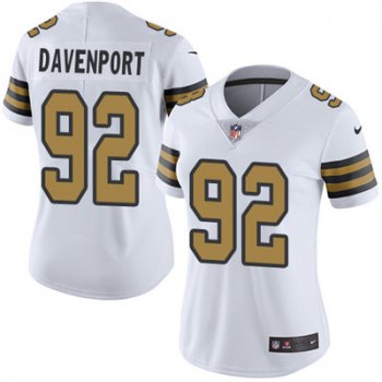 Nike New Orleans Saints #92 Marcus Davenport White Women's Stitched NFL Limited Rush Jersey