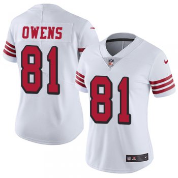Women's Nike San Francisco 49ers #81 Terrell Owens White Rush Stitched NFL Vapor Untouchable Limited Jersey