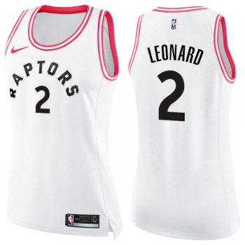 Women's Nike Toronto Raptors #2 Kawhi Leonard White Pink NBA Swingman Fashion Jersey