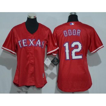Women's Texas Rangers #12 Rougned Odor Red Stitched MLB Majestic Cool Base Jersey