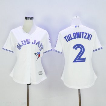 Women's Toronto Blue Jays #2 Troy Tulowitzki White 40th Anniversary Patch Stitched MLB Maj