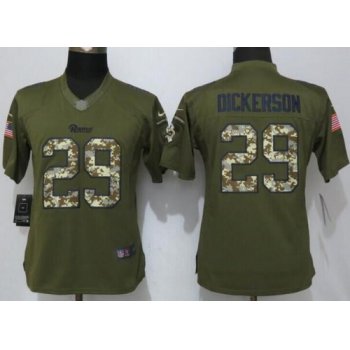 Men's Los Angeles Rams #29 Eric Dickerson Retired Player Green Salute to Service NFL Nike Limited Jersey