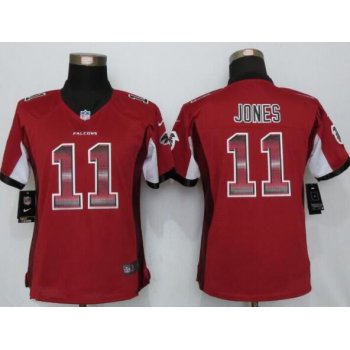 Women's Atlanta Falcons #11 Julio Jones Red Stitched NFL 2015 Nike Strobe Fashion Jersey