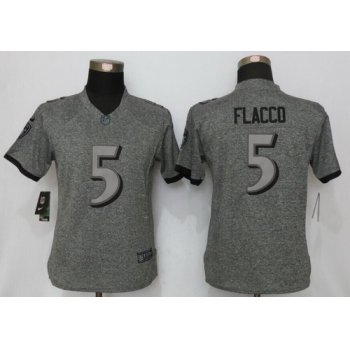 Women's Baltimore Ravens #5 Joe Flacco Gray Gridiron Stitched NFL Nike Limited Jersey