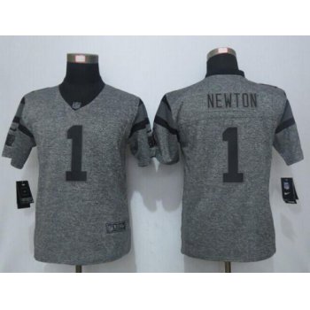 Women's Carolina Panthers #1 Cam Newton Gray Gridiron Nike NFL Limited Jersey