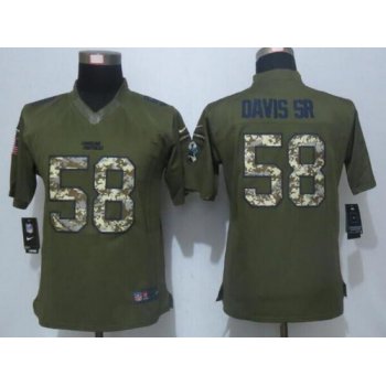 Women's Carolina Panthers #58 Thomas Davis Sr Green Salute to Service NFL Nike Limited Jersey