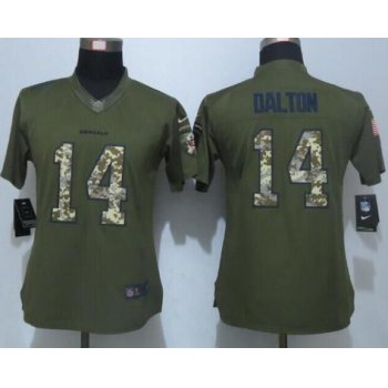 Women's Cincinnati Bengals #14 Andy Dalton Green Salute to Service NFL Nike Limited Jersey