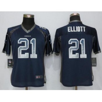 Women's Dallas Cowboys #21 Ezekiel Elliott Navy Blue Drift Fashion NFL Nike Jersey