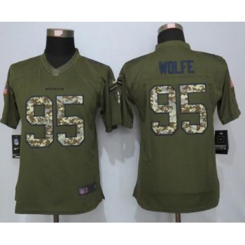 Women's Denver Broncos #95 Derek Wolfe Green Salute to Service NFL Nike Limited Jersey