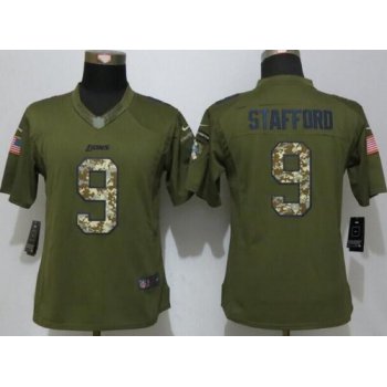 Women's Detroit Lions #9 Matthew Stafford Green Salute to Service NFL Nike Limited Jersey