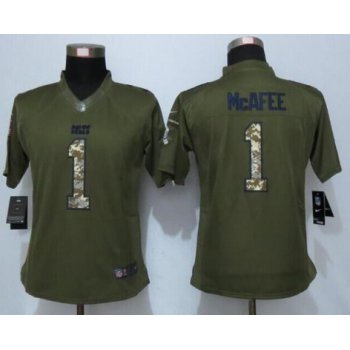 Women's Indianapolis Colts #1 Pat McAfee Green Salute to Service NFL Nike Limited Jersey